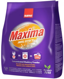 Прах за пране Sano - Maxima Javel Effect, 35 пранета, 1.25 kg