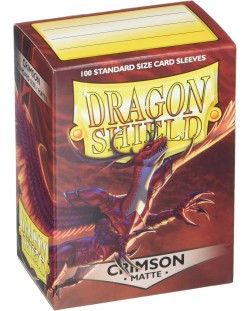 Протектори за карти Dragon Shield - Matte Sleeves Standard Size, Crimson (100 бр.)