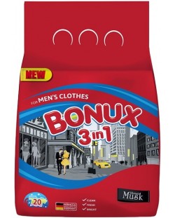 Прах за пране 3 in 1 Bonux - Color Мusk for Men, 20 пранета