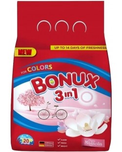 Прах за пране 3 in 1 Bonux - Color Pure Magnolia, 20 пранета