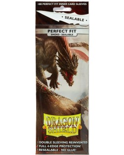 Протектори за карти Dragon Shield - Sealable Perfect Fit Sleeves Standard Size, Smoke (100 бр.)