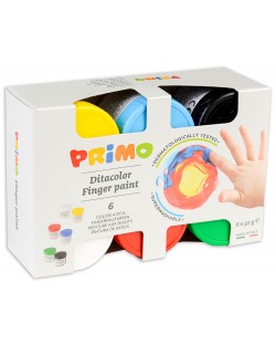 Бои за рисуване с пръсти Primo - 6 цвята, 50 ml