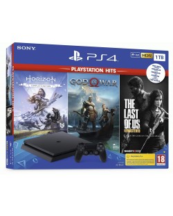 Sony PlayStation 4 Slim 1TB Hits Bundle - God of War + Horizon Zero Dawn + The Last Of Us (разопакован)