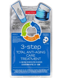 Purederm Лист маска за лице 3-step Total Anti-aging Care Treatment, 25 ml