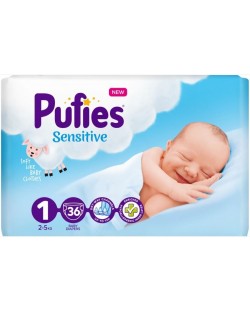 Детски пелени Pufies - Sensitive, Newborn 1, 36 броя