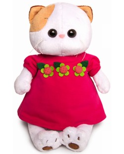 Плюшена играчка Budi Basa - Коте Ли-Ли, в пурпурна рокля с цветя, 27 cm