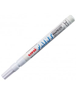 Перманентен маркер Uniball на маслена осново – Бял