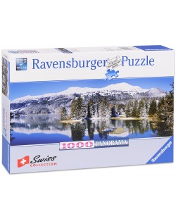 Панорамен пъзел Ravensburger от 1000 части - Езеро в Швейцария