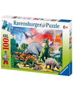Пъзел Ravensburger от 100 макси части - С динозаврите