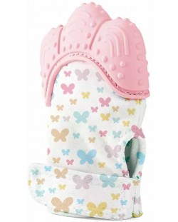 Ръкавица за чесане на зъбки BabyJem - Butterfly, Pink