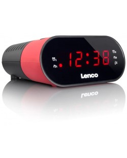 Радио колонка с часовник Lenco - CR-07, розова/черна