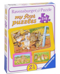 Пъзели Ravensburger 3 от 6 части - Домашни животни