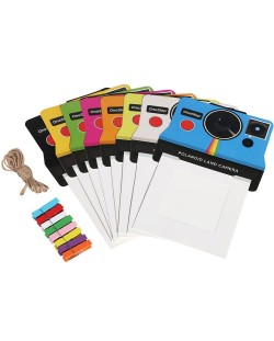 Рамки за снимки Polaroid - 8 бр. с щипки и въженце, многоцветни
