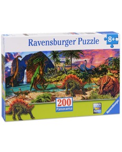 Пъзел Ravensburger от 200 части - В земята на динозаврите