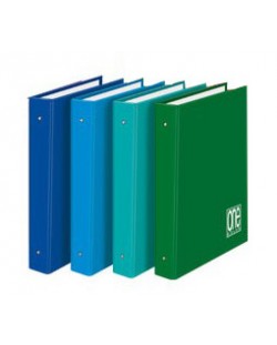 Класьор 4 ринга One Color, А4, картон гланц 35 mm - Синьо-зелен