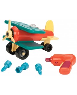 Сглобяема играчка Battat - Самолет, с акумулаторна бормашина