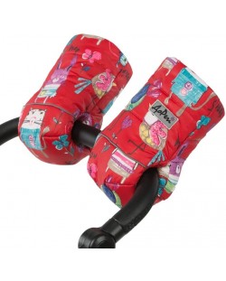 Универсални ръкавици за количка с вълна ДоРечи - Червени с рисунки