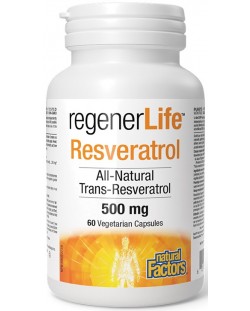 RegenerLife Resveratrol, 500 mg, 60 капсули, Natural Factors