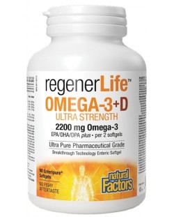 RegenerLife Omega-3 + D, 90 капсули, Natural Factors