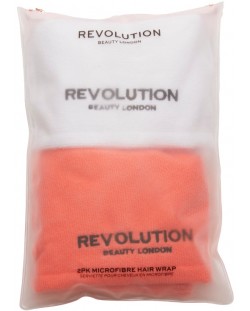 Revolution Haircare Микрофибърни кърпи за глава, корал и бяла, 2 броя