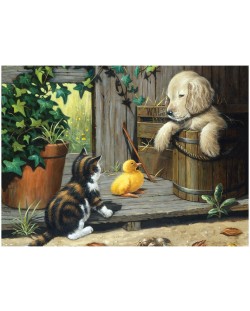 Комплект за рисуване с акрилни бои Royal - Куче, коте и пате, 39 х 30 cm