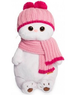 Плюшена играчка Budi Basa - Коте Ли-Ли, с розова шапка и шал, 27 cm