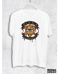 Тениска RockaCoca Pizza Iluminati, бяла, размер L