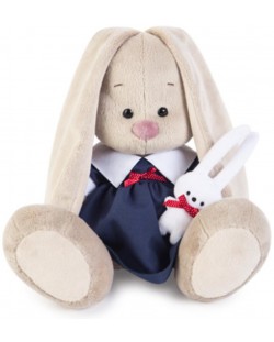 Плюшена играчка Budi Basa - Зайка Ми, с тъмносиня рокля и зайче, 18 cm