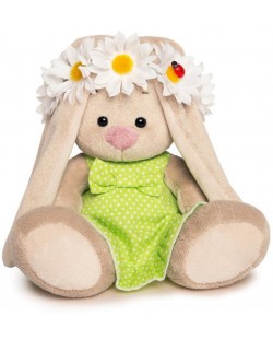 Плюшена играчка Budi Basa - Зайка Ми, бебе, в зелена рокля и венец от маргаритки, 15 cm