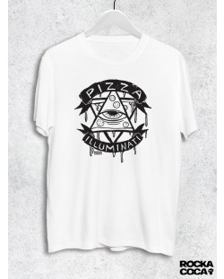 Тениска RockaCoca Pizza Iluminati, черна/бяла, размер XL