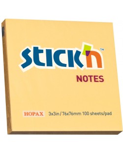 Самозалепващи се листчета Stick'n - 76 x 76 mm, оранжев пастел, 100 листа