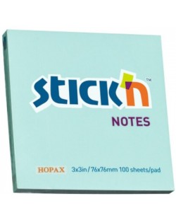 Самозалепващи се листчета Stick'n - 76 x 76 mm, син пастел, 100 листа