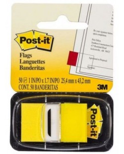 Самозалепващи индекси Post-it 680-5 - Жълти, 2.5 х 4.3 cm, 50 броя