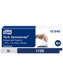 Салфетки за дозатор Tork - Xpressnap, N4, 8 х 1125 броя