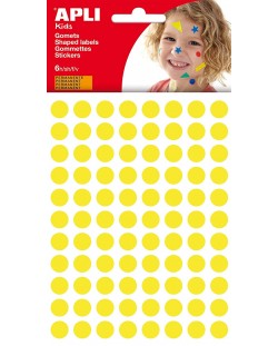 Самозалепващи стикери Apli - Кръгчета, жълти, 10.5 mm, 588 броя