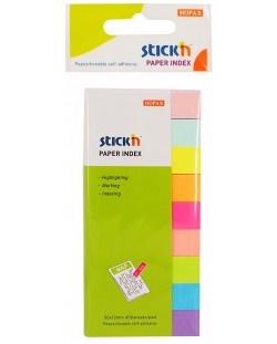 Самозалепващи индекси Stick'n - 12 x 50 mm, 9 цвята, 450 броя