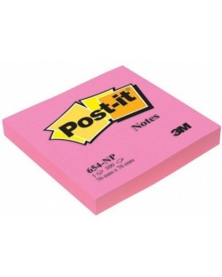 Самозалепващи листчета Post-it 654-NY - Розови, 7.6 х 7.6 cm, 100 броя