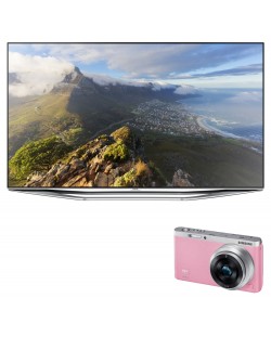 Samsung UE60H7000 - 60" 3D LED телевизор + фотоапарат Samsung EV-NXF1 mini Pink