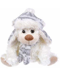 Плюшена играчка Morgenroth Plusch – Меченце със сива плетена шапка и шал, 24 cm