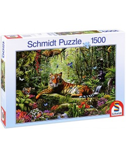 Пъзел Schmidt от 1500 части - Тигри в джунглата