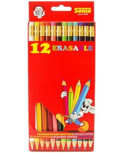Цветни моливи с гумичка Sense – 12 броя