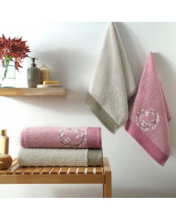Сет от 4 хавлиени кърпи TAC - Lei Pure, розови/кафяви
