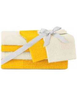 Сет от 6 хавлиени кърпи AmeliaHome - Flos, крем/жълти