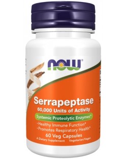 Serrapeptase 60 000 Units of Activity, 33 mg, 60 капсули, Now