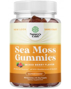 Sea Moss Gummies, 90 желирани таблетки, Nature's Craft