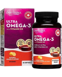 Sea-liciuous Ultra Omega 3 with Vitamin D3, 60 капсули, Natural Factors