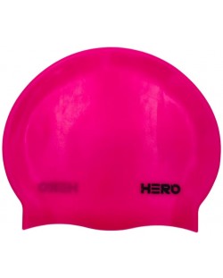 Шапка за плуване HERO - Silicone Swimming Helmet, тъмнорозова
