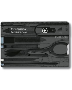 Швейцарски джобен нож-карта Victorinox SwissCard - Черен, 10 функции
