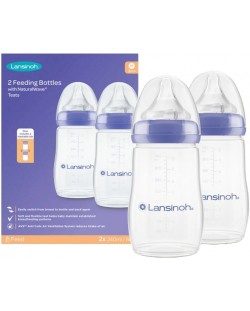 Шишета с биберон Lansinoh - NaturalWave, 240 ml, 2 броя