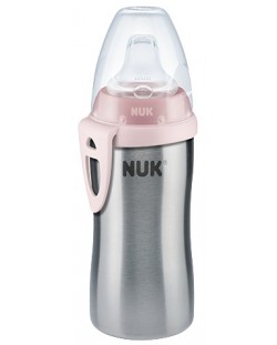 Шише със силиконов накрайник Nuk - Active Cup, с термоефект, 215 ml, розово
